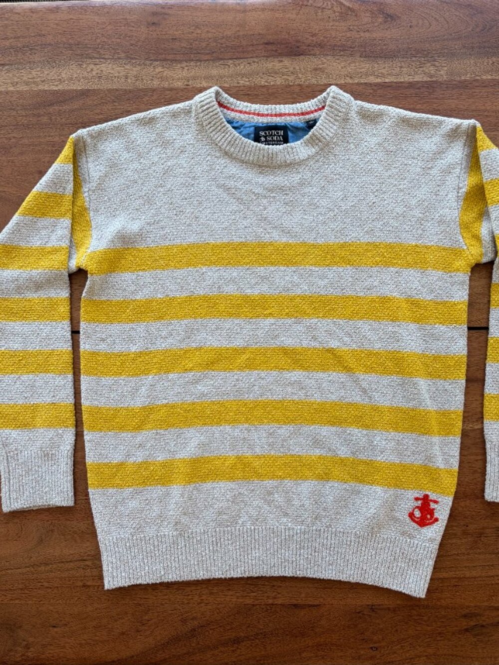 Scotch & Soda Amsterdam Yellow Oatmeal Striped Sweater Nautical L Free Spirit